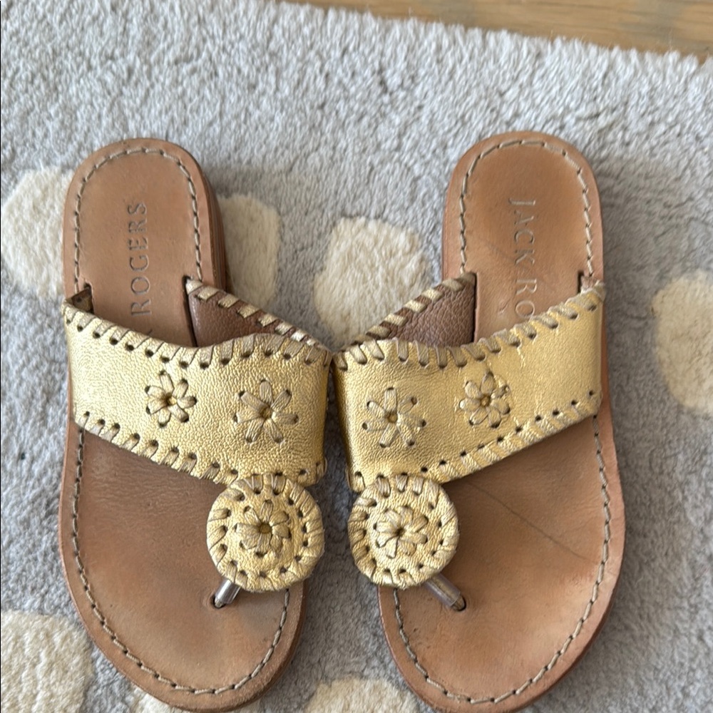 Jack Rogers Gold and Tan Sandals